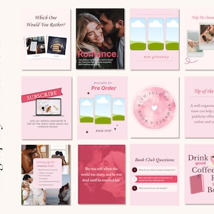 Romance Author Book Launch, Book Promo, Book Release, Writer Instagram, Book marketing, Bookstagram social media post Canva templates