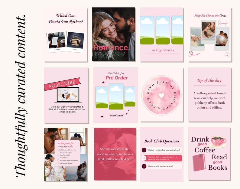 Romance Author Book Launch, Book Promo, Book Release, Writer Instagram, Book marketing, Bookstagram social media post Canva templates