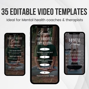 Mental health, Anxiety relief, Stress management, Trauma healing, Wellness coaches phycological therapists Social Media Canva reel templates