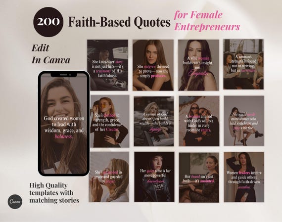 Faith-based Quotes for female entrepreneurs, Boss babe, Christian business women, God-centered, Bible verse, quotes IG post templates