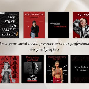 Modern Aesthetic Red Black IG Templates, Luxury Posts, Personal Brand, Content Creators, Social media manager Canva Instagram templates