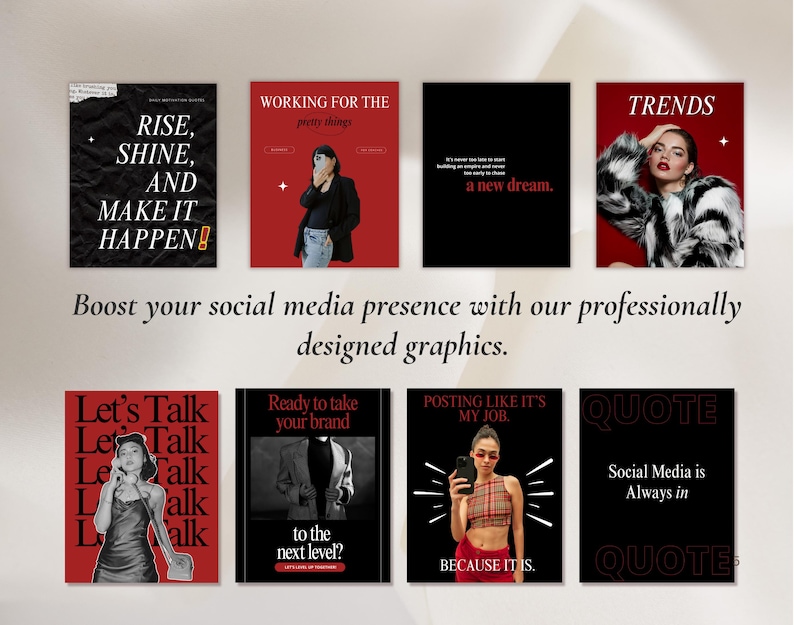 Modern Aesthetic Red Black IG Templates, Luxury Posts, Personal Brand, Content Creators, Social media manager Canva Instagram templates