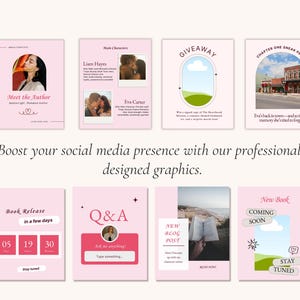 Romance Author Book Launch, Book Promo, Book Release, Writer Instagram, Book marketing, Bookstagram social media post Canva templates