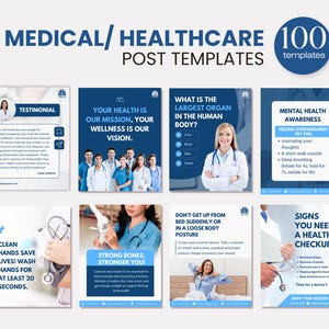 Medical Healthcare Clinics, Health professionals, Hospital Branding, Medical services, Medicine marketing social media Canva templates