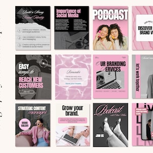 Modern Aesthetic Pink Bold IG Templates, Cool Girl Posts, Personal Brand, Content Creators, Social media manager luxury Instagram templates