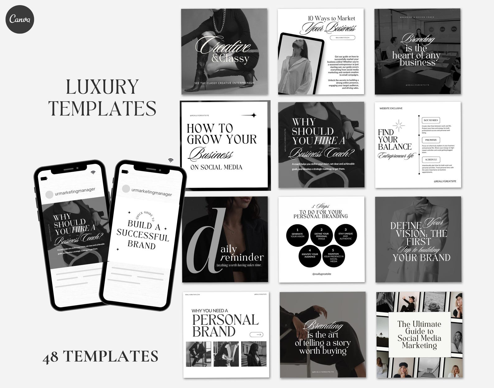 Luxury Elegant Instagram Black and White Posts for Small Business ...