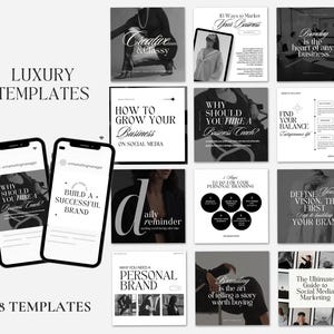 Luxury Elegant Instagram Black and White posts for Small Business, Personal Brand, Social Media Manager, Entrepreneur aesthetic templates