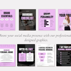 Personal Brand, Branding, Entrepreneur, Social Media manager, Coaching, Influencer, Purple Bold aesthetic social media IG post templates