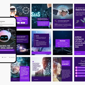 AI Artificial Intelligence Templates| Technology Chatbot Templates | Image Generator and Content Creator Templates | AI Social Media Posts