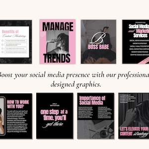 Modern Aesthetic Pink Bold IG Templates, Cool Girl Posts, Personal Brand, Content Creators, Social media manager luxury Instagram templates