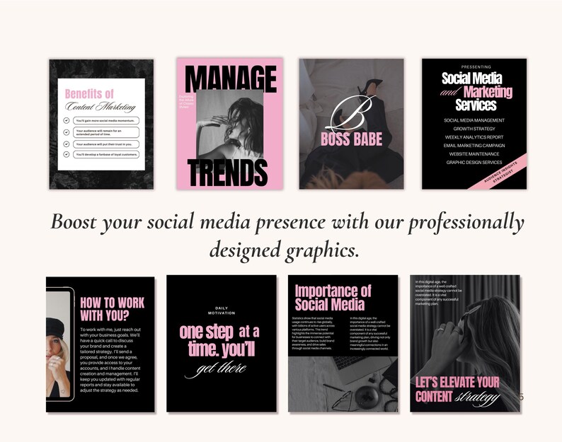 Modern Aesthetic Pink Bold IG Templates, Cool Girl Posts, Personal Brand, Content Creators, Social media manager luxury Instagram templates