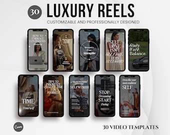 Luxe elegante canva-videoreelsjablonen voor bedrijven, touringcars, hoogwaardige premium sociale media-spoelen, esthetisch, luxe, modern haspelpakket