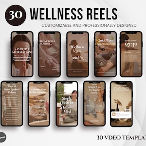 Wellness Coach, Selfcare, Mindful Living, Holistic Wellness, Healing, Life Coach, positive Mindset Canva Social Media Reel Video Templates
