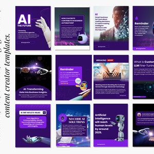 AI Artificial Intelligence Templates| Technology Chatbot Templates | Image Generator and Content Creator Templates | AI Social Media Posts