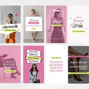 Bold Reel Cover & Story, Ecommerce, Project Manager, Social media manager, Bloggers, Business, Fun Pink Instagram reel cover Canva templates