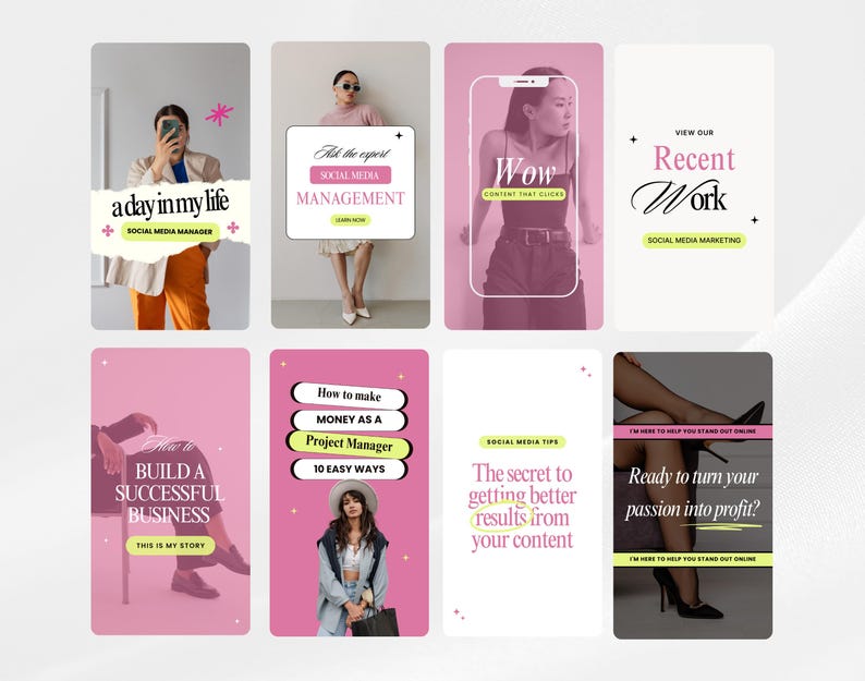 Bold Reel Cover & Story, Ecommerce, Project Manager, Social media manager, Bloggers, Business, Fun Pink Instagram reel cover Canva templates
