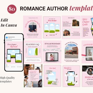 Lancement de livre d&#39;auteur romantique, livre promotionnel, sortie de livre, écrivain Instagram, marketing de livre, publication sur les réseaux sociaux Bookstagram, modèles Canva