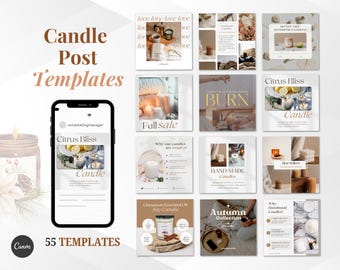 Kaarsen maken, zelfgemaakt, waxmelts, met de hand gegoten, bijenwas, aromatherapie sojakaars Zakelijk Instagram Canva Postsjablonen voor sociale media