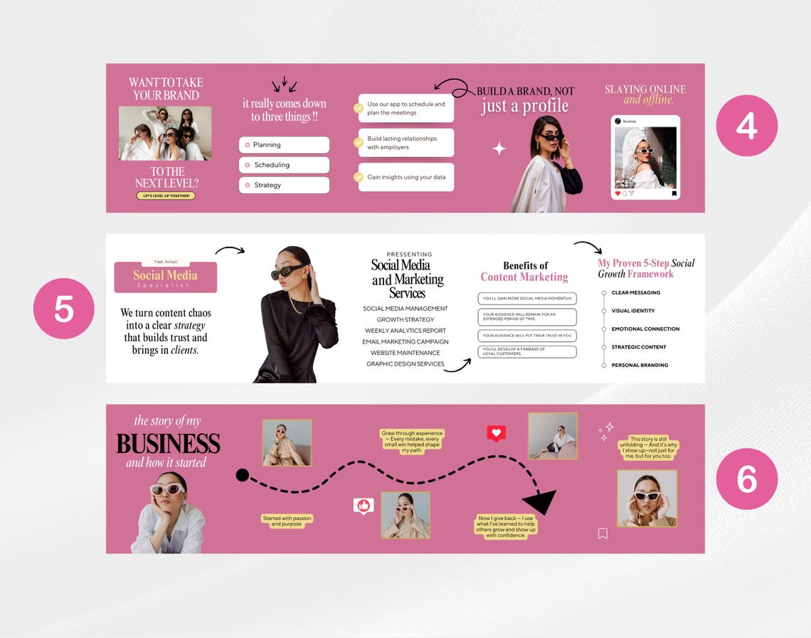 Seamless Carousels, Pink Bold IG Posts for Coaches, Content Creators ...