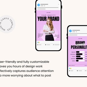 Personal Brand, Branding, Entrepreneur, Social Media manager, Coaching, Influencer, Purple Bold aesthetic social media IG post templates