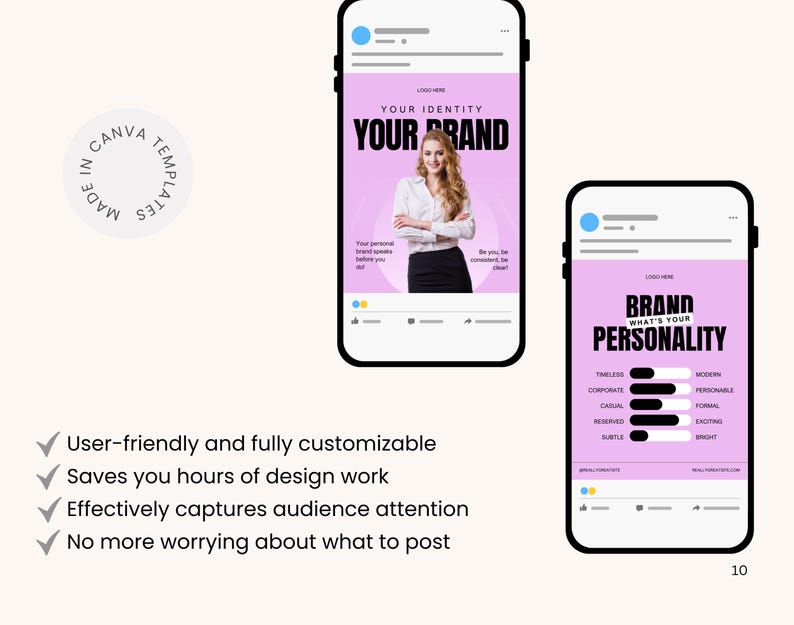 Personal Brand, Branding, Entrepreneur, Social Media manager, Coaching, Influencer, Purple Bold aesthetic social media IG post templates