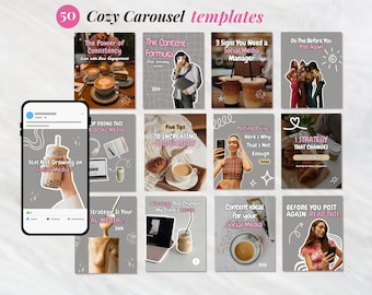 Carousel Covers for Coaches, Creators & Digital Product Sellers, Pink Grey Aesthetic carousel templates for Instagram tiktok, Swipe Posts