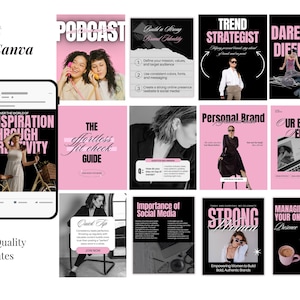 Modern Aesthetic Pink Bold IG Templates, Cool Girl Posts, Personal Brand, Content Creators, Social media manager luxury Instagram templates