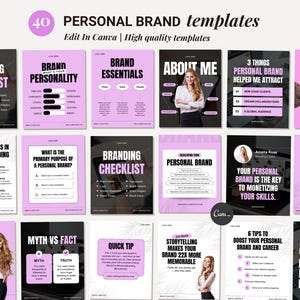 Personal Brand, Branding, Entrepreneur, Social Media manager, Coaching, Influencer, Purple Bold aesthetic social media IG post templates