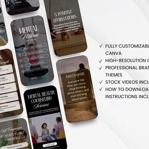Mental health, Anxiety relief, Stress management, Trauma healing, Wellness coaches phycological therapists Social Media Canva reel templates