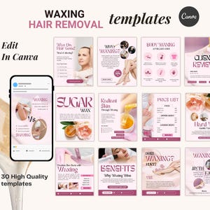 Waxing Hair removal services, Full Body, Brazilian Wax, Wax specialist, Waxing flyer, Waxing Beauty salon social media IG post templates
