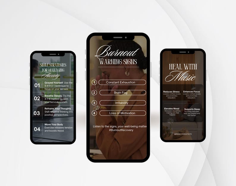 Mental health, Anxiety relief, Stress management, Trauma healing, Wellness coaches phycological therapists Social Media Canva reel templates
