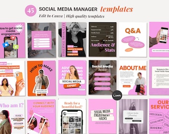 Socialmediamanager, virtuele assistenten, projectmanager, coaches, marketing, contentmaker, zakelijke Instagram Canva-postsjablonen