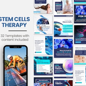 Stammzellreparatur, Zelltherapie Regenerative Medizin Anti-Aging-Behandlung Healing Gesundheit Medizin Wellness Social Media Canva Template