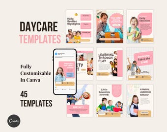 Crèche, Crèche, Garde d'enfants, Préscolaire, École d'enfants, Jardin d'enfants, Développement de l'enfant, Réseaux sociaux Montessori Modèles Canva Instagram