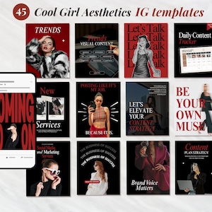 Modern Aesthetic Red Black IG Templates, Luxury Posts, Personal Brand, Content Creators, Social media manager Canva Instagram templates