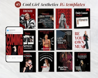 Modern Aesthetic Red Black IG Templates, Luxury Posts, Personal Brand, Content Creators, Social media manager Canva Instagram templates
