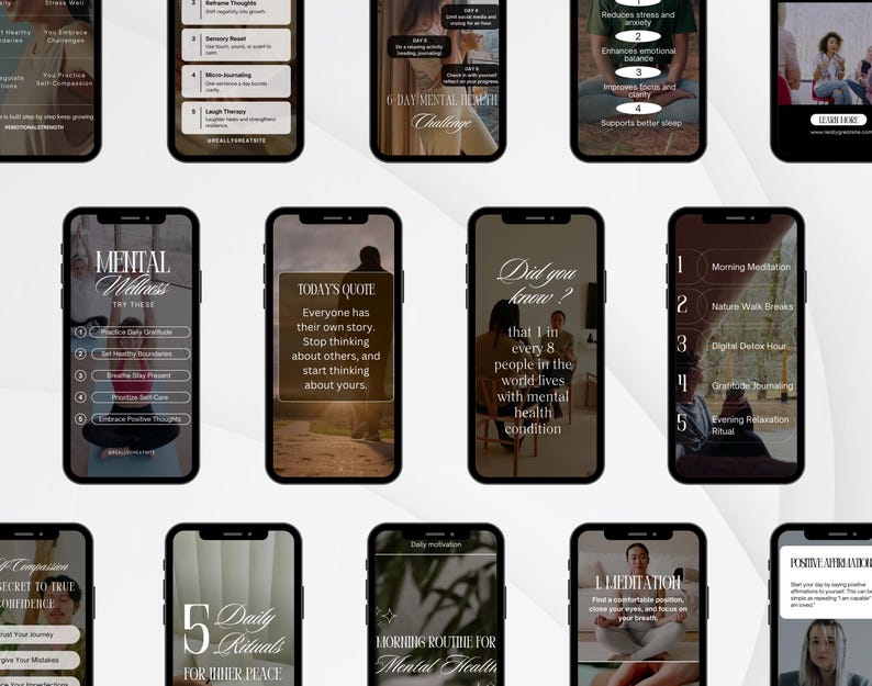 Mental health, Anxiety relief, Stress management, Trauma healing, Wellness coaches phycological therapists Social Media Canva reel templates