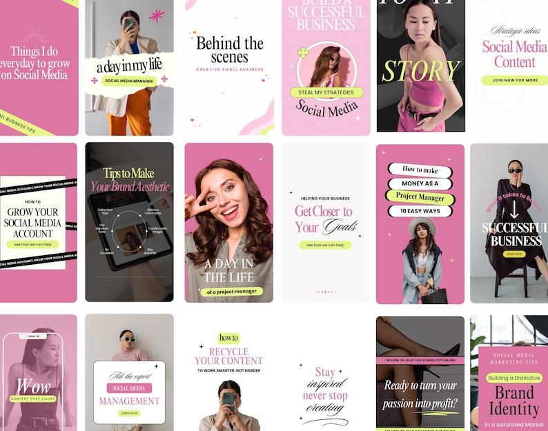 Bold Reel Cover & Story, Ecommerce, Project Manager, Social media manager, Bloggers, Business, Fun Pink Instagram reel cover Canva templates