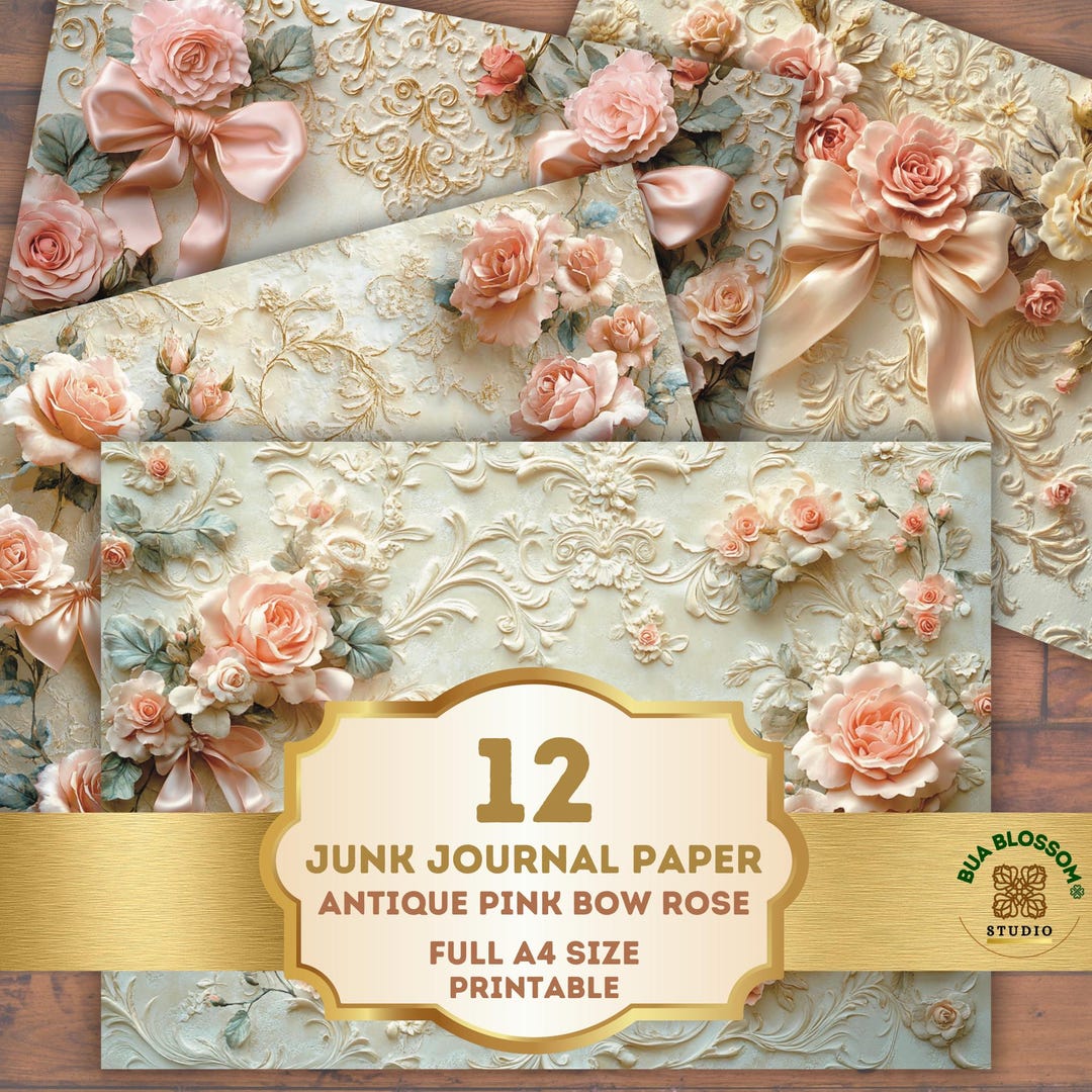 Vintage Rose Lace Scrapbook Paper, Floral Lace Junk Journal, Floral ...