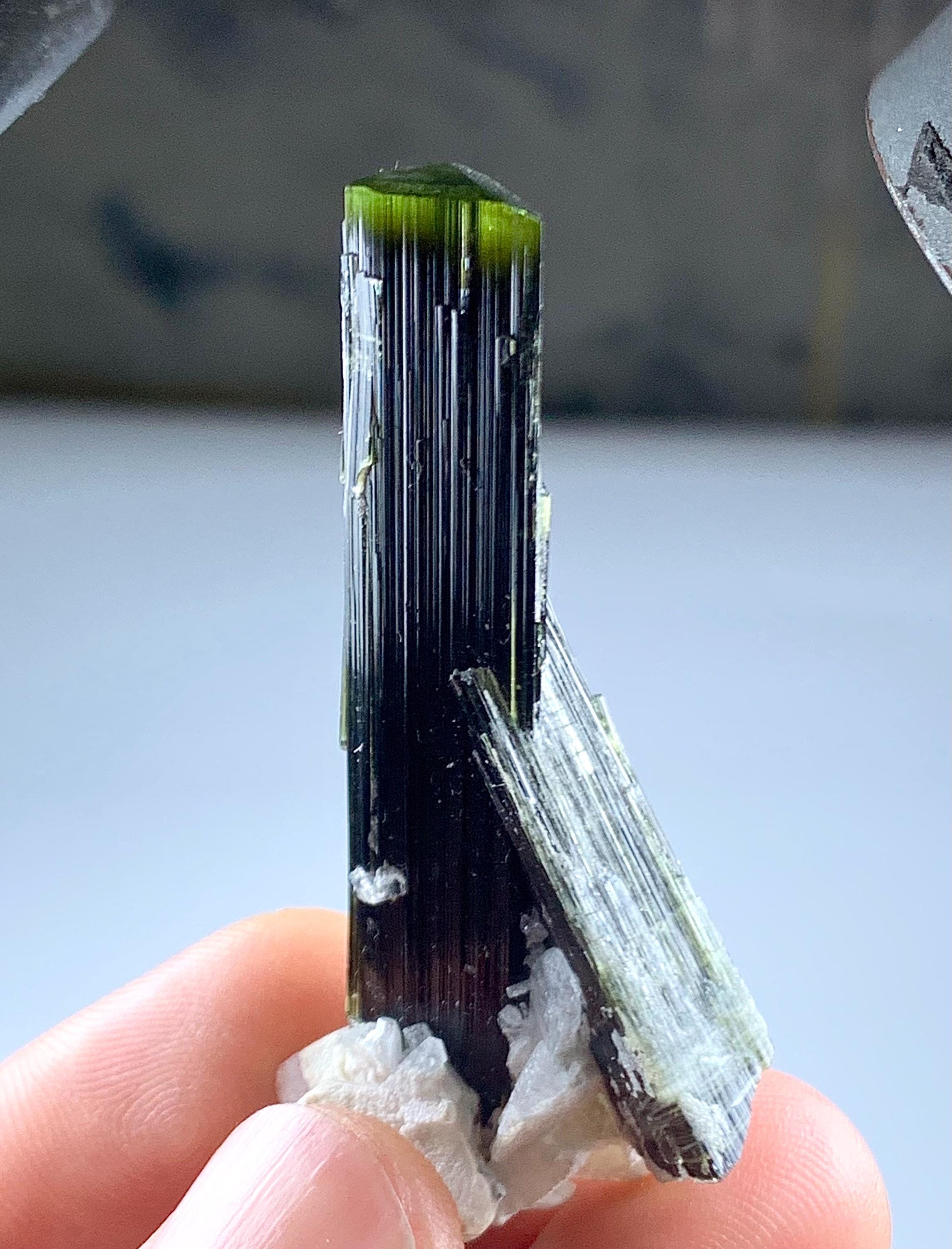 グリーンキャップトルマリン結晶（アルバイト入り）：パキスタン産天然