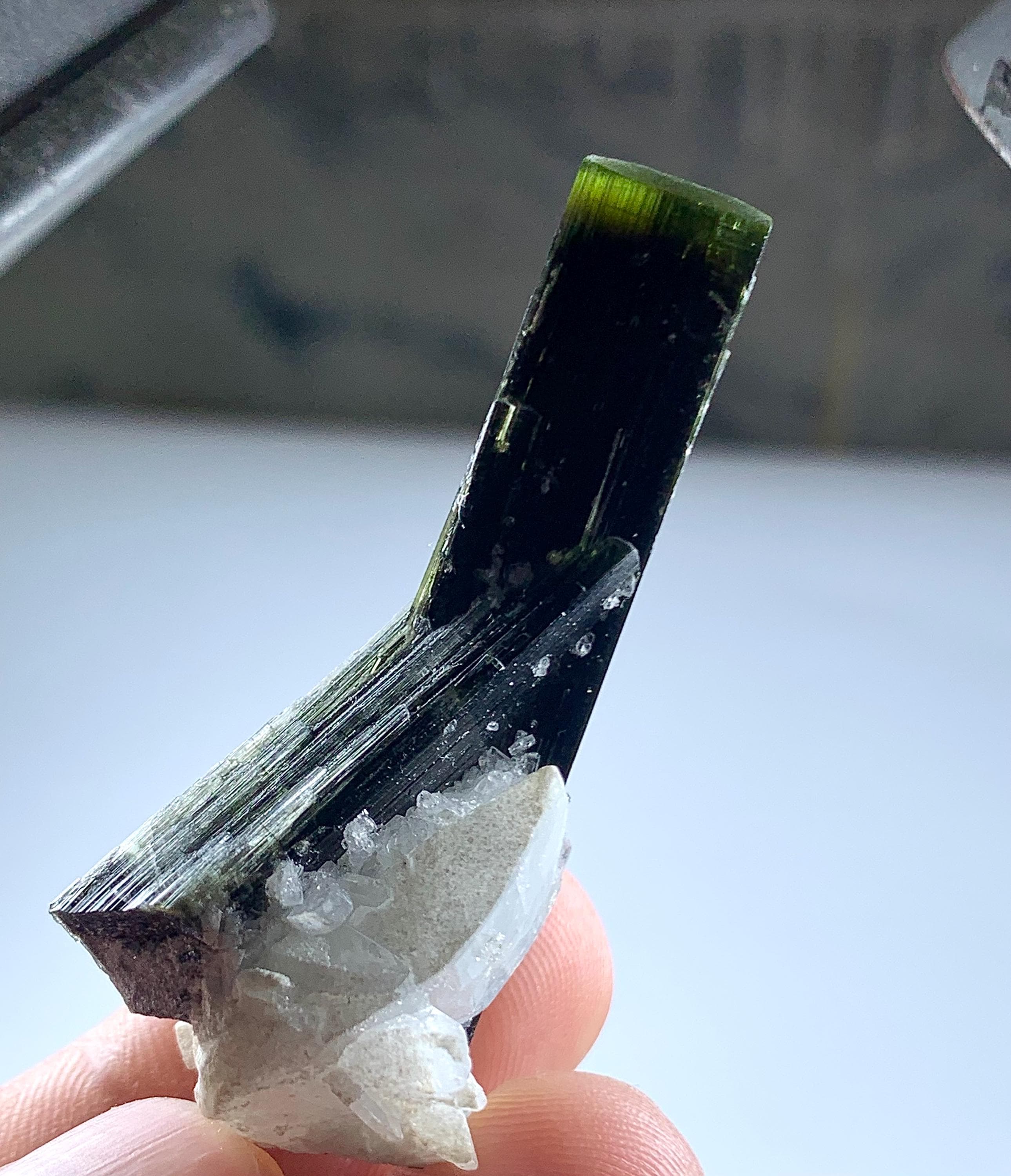 グリーンキャップトルマリン結晶（アルバイト入り）：パキスタン産天然