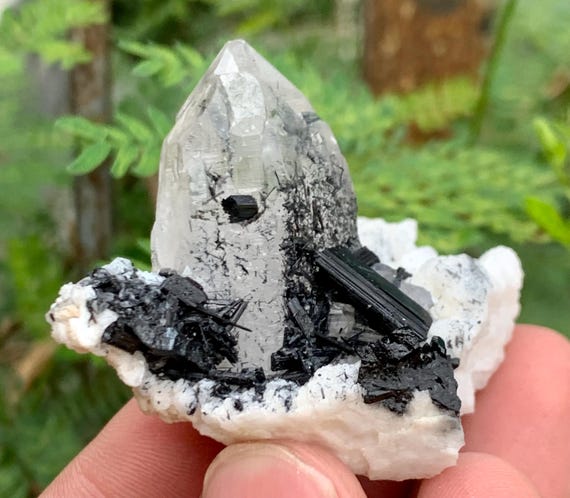 Black Tourmaline in Quartz Crystal Tumbled Stones