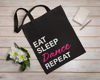 Essen, schlafen, tanzen, wiederholen Sie Taschentasche. Tanzendes Geschenk.