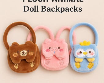 Animal Mini Doll Backpack – Bear, Pig, Penguin Styles | Kawaii Handmade Bag for Art Toys & Small Dolls | Cute Plush Backpack Accessory