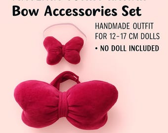 doll Bow Set – Cute Large & Small Bow Hair Accessories for Doll, Handmade, Kawaii Doll Accessories