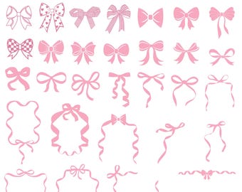 Ribbon Bow SVG, Pink Ribbon Svg, Coquette Bow Svg, Pink Hair Bow Svg, Girly Ribbon Svg, Hair Bow Clipart, Digital Download