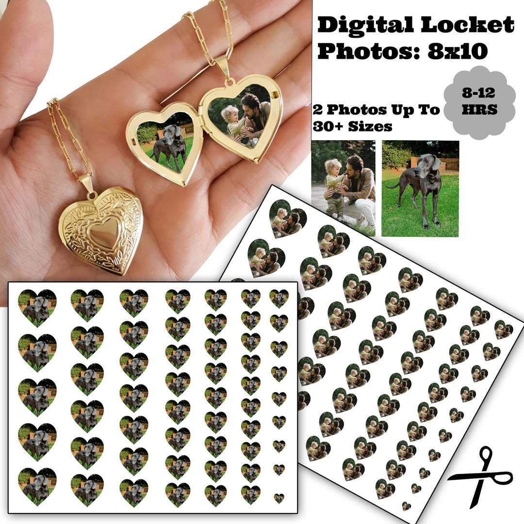 Custom Digital Photo Print, Heart Shaped Locket Size Photo, Digital ...