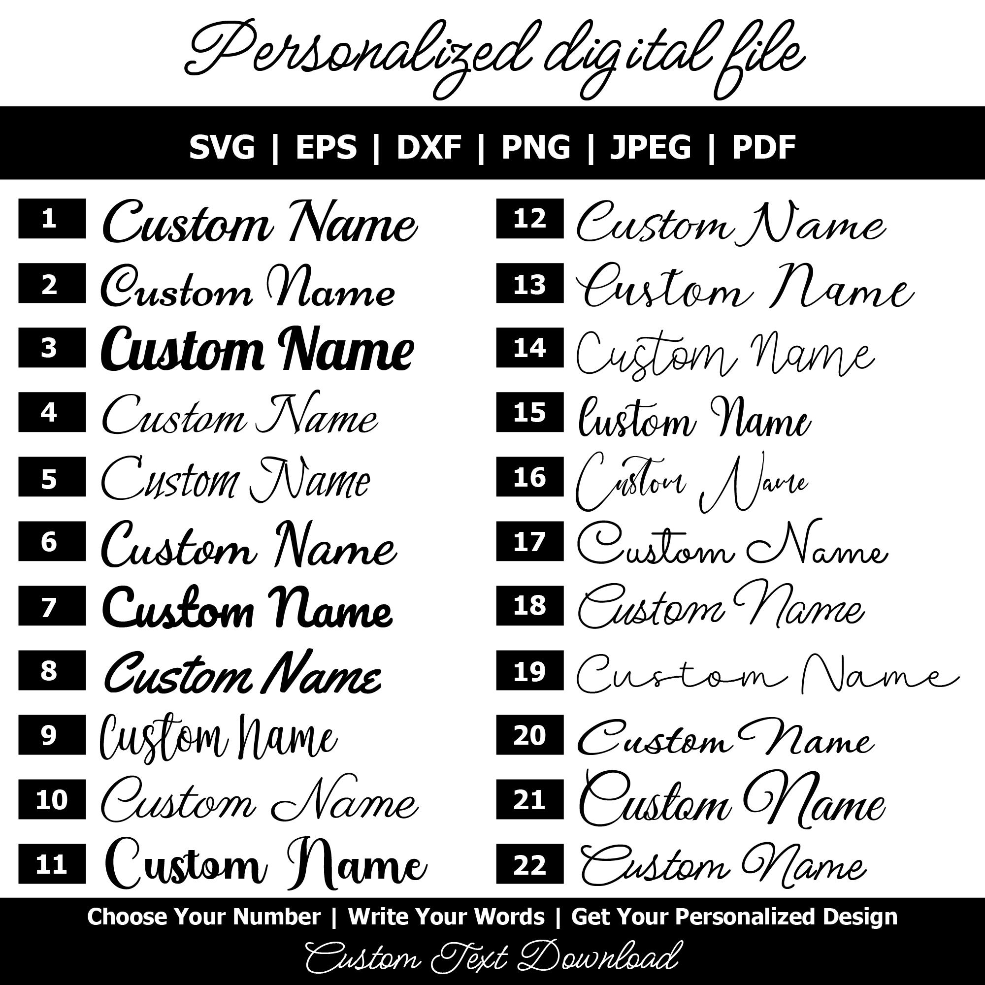 Custom Name Image Example Custom Name SVG, PNG, Personalized Text, Custom Text PNG, Vinyl Decals ...