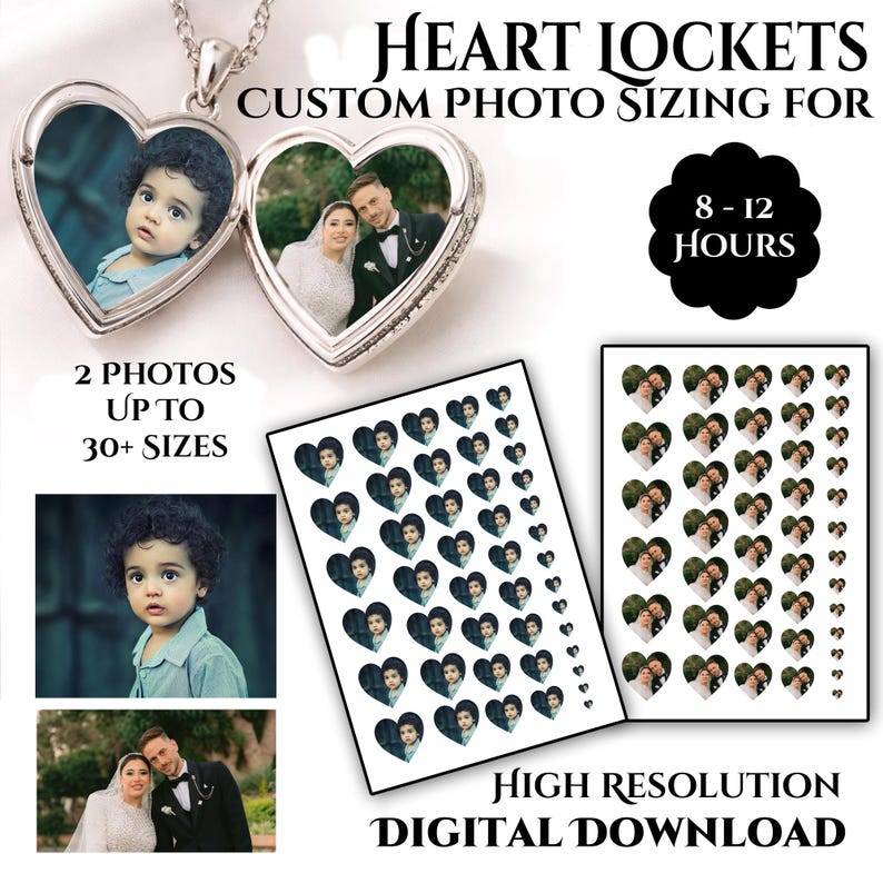 Heart Lockets Examples Custom Heart Locket Photo Prints, Printable Heart Photos for Lockets ...