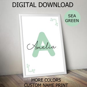 Custom Initial Print | Personalized Name Print, Nursery & Kids Wall Art, Printable Name Sign, Monogram Design